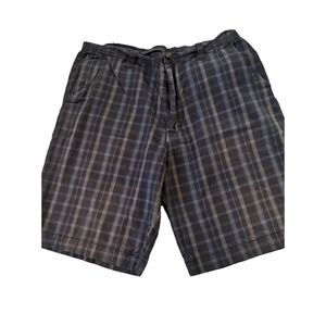 Reunion Men's 32x10 Bl/Gray Plaid Flat Front Cotton Shorts Skater Grunge Outdoor